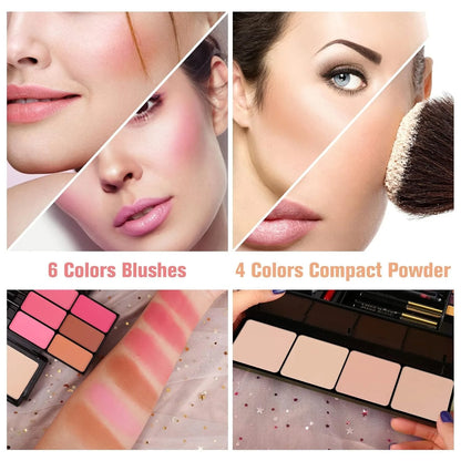 All‑in‑One Makeup Palette Pigmented Matte Shimmer Eyeshadow Blush Contour Kit Full Cosmetic Set for Beginners & Makeup Artists