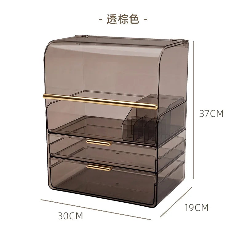 Cosmetics storage box dustproof large capacity household dressing table skincare product storage cabinet desktop cosmetics stora