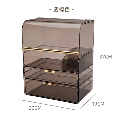 Cosmetics storage box dustproof large capacity household dressing table skincare product storage cabinet desktop cosmetics stora