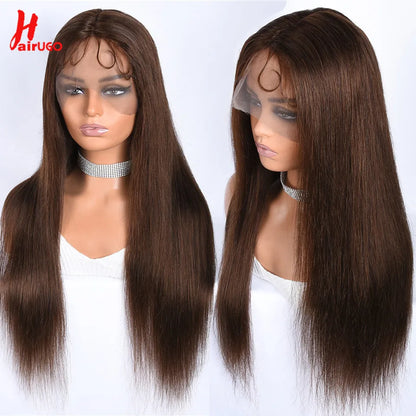#4 Straight 4x4 Lace Closure Wigs Human Hair Brown Lace Front Human Hair Wigs Remy Chocolate Lace Frontal Wigs For Woman HairUGo
