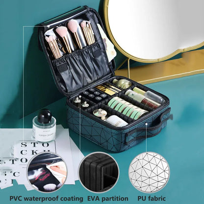 New PU Leather Cosmetic Bag For Women Professional Makeup Case Travel Toiletry Makeup Bag Beauty Nail ToolBox Make Up Handbag