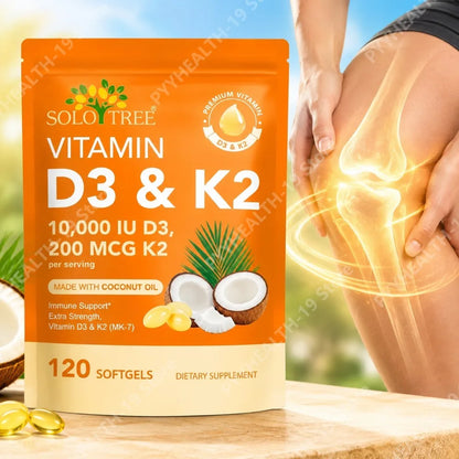 Vitamin D3 10,000 IU & K2 200 mcg Softgels Helps Maintain Healthy Bone Structure Supports Immune Health Strength & Energy 120 Ct