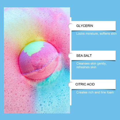Kids Bath Bombs Balls Deep Cleaning Moisturizing Refreshing Skin Stress Relief Easy to Rinse Non-irritating Sea Salt Bath Bombs