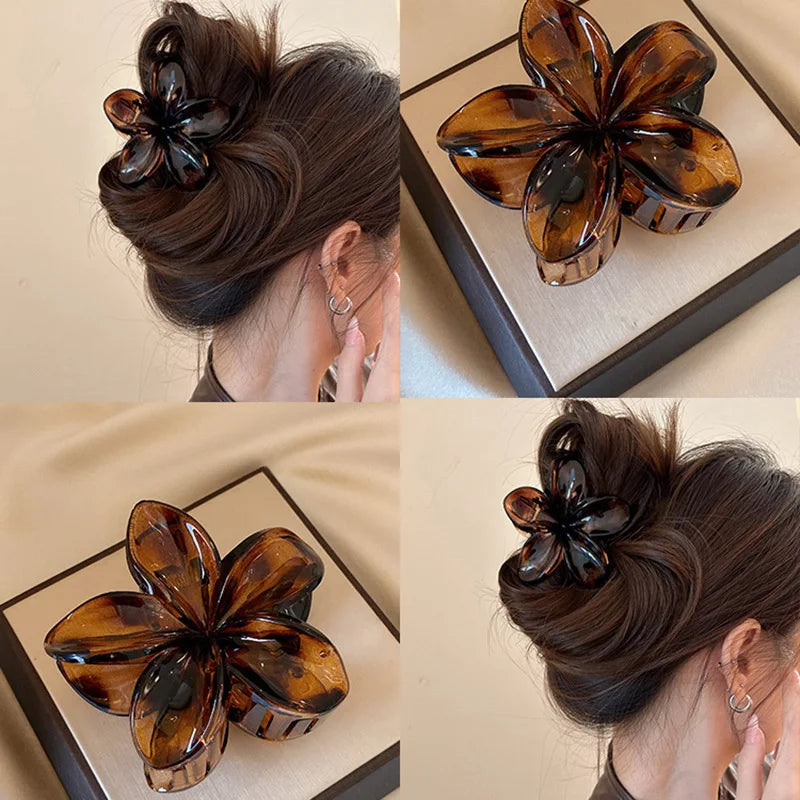 Leopard Print Flower Hair Claw Clips Women Girls Hawaiian Gradient Hairpins Hair accessories Shark Barrettes Sweet Shark Claws
