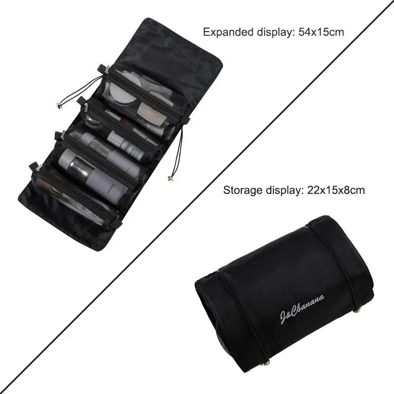 Travel Makeup Bag with Double Zipper Large Capacity Cosmetic Organizer with Handle, Portable Toiletry Storage for Women