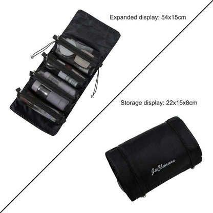 Travel Makeup Bag with Double Zipper Large Capacity Cosmetic Organizer with Handle, Portable Toiletry Storage for Women
