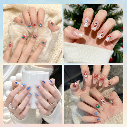 3 to 12 Sheets 3D Christmas Santa Snowman Reindeer Tree Snowflake Lights Gnome Self-Adhesive Nail Art Stickers