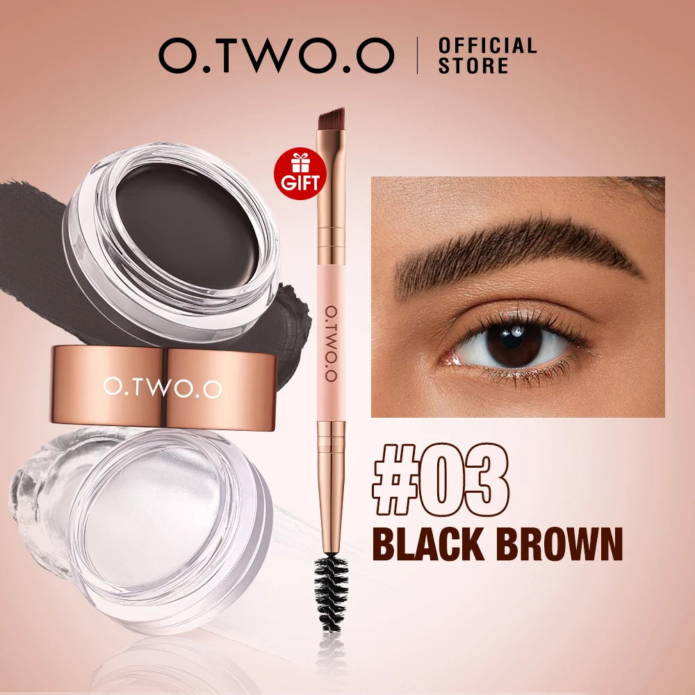 O.TWO.O Eyebrow Pomade Brow Gel Wax 2 IN 1 Waterproof Long Lasting Creamy Texture Eye Brow Tint Enhancers Cosmetics Makeup
