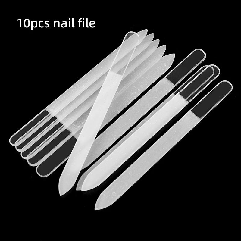 Clear Glass Nail File Buffing Grit Sanding Polishing Grinding Manicure Nail Art Tools Set Professional Glass Nano Nail Saw