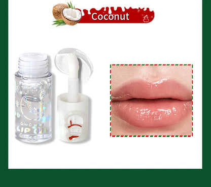 Christmas lip gloss gift box, long-lasting moisturizing and color changing lip oil, high gloss effect lip gloss 5- pieces