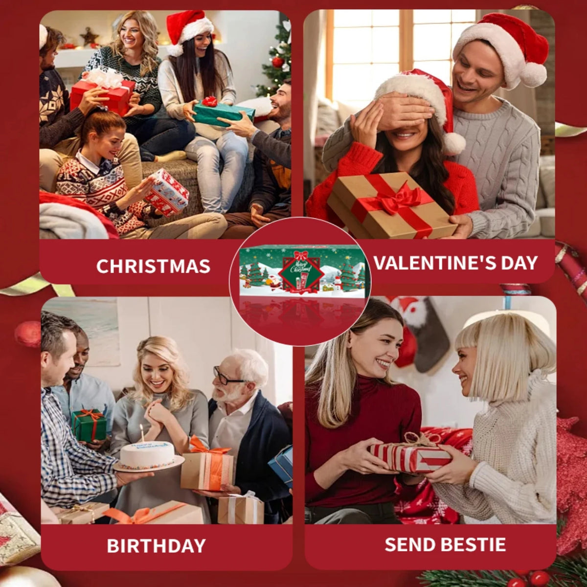 Christmas Gift Set Distribution 120PCS/Box in Bulk, Lip Balm in Bulk, Hand Cream in Bulk, Christmas Cards, Gift Gauze Bags
