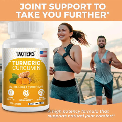 Turmeric Curcumin Capsules,Natural Joint Support,Relieve Joint Pain, Support Brain Health & Heart Health