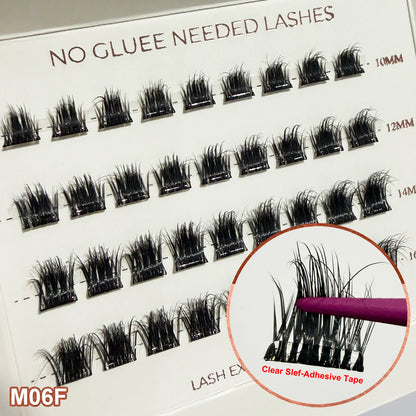 Self Adhesive Cluster Lashes Wide Pre‑glued Tap Natural DIY Eyelash Extension No Glue Need Eyelashes Press On Manga Lashes
