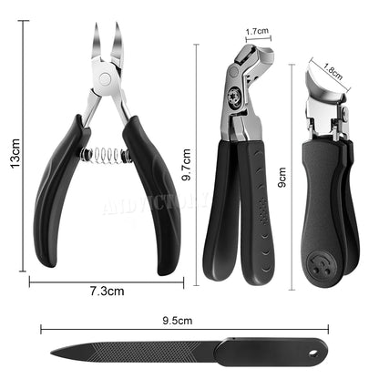1Set Angle Head Nail Clippers Set for Thinck Ingrown Nail Stainless Steel Ingrown Toenail Clipper Nail Cutter Set Manicure Tool