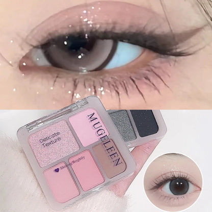 5-Color Punk Smokey Eyeshadow Palette Silvery Black Matte Shimmer Nude Pink Eye Shadow Lasting Halloween Eye Makeup Cosmetics