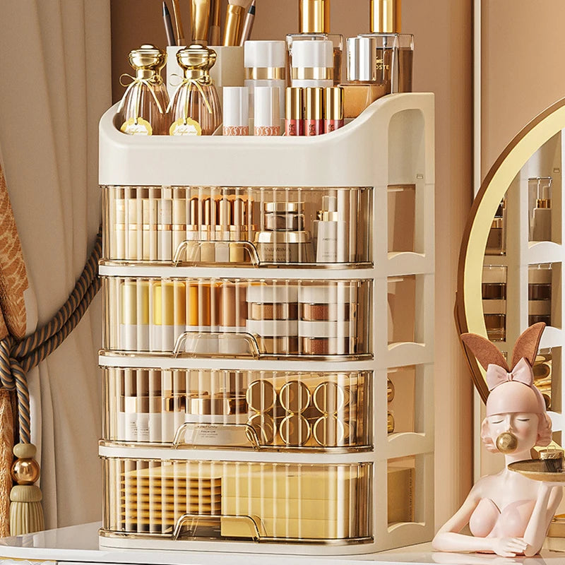 Large Capacity Cosmetic Storage Box Transparent Drawer Jewelry Makeup Storage Box Multi-layer Multi-functional Desktop Organizer