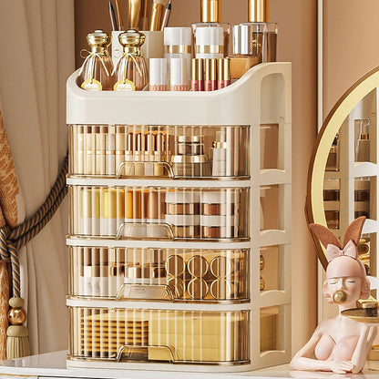 Large Capacity Cosmetic Storage Box Transparent Drawer Jewelry Makeup Storage Box Multi-layer Multi-functional Desktop Organizer
