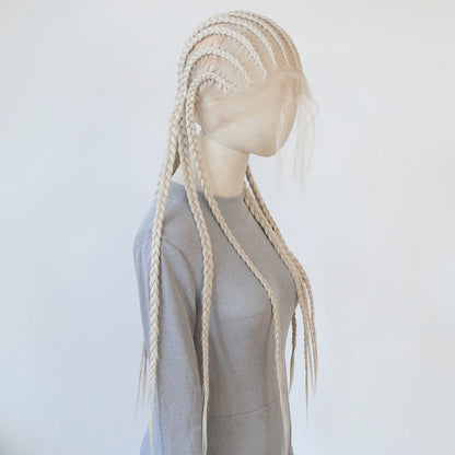 Black Braided Wigs Synthetic Full Lace Wig Glueless Full Lace Synthetic Wig Heat Resistant Fiber Wig for Women Daily Wear
