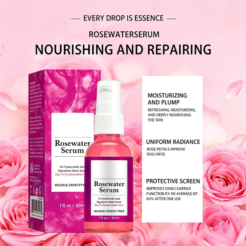 1/3 Pcs Rose Water Essence Serum 30ml Each Dry Combination Skin Facial Hydrating Moisturizing Essence Skincare Facial Serum for Women Daily Care