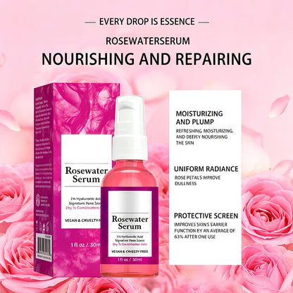 1/3 Pcs Rose Water Essence Serum 30ml Each Dry Combination Skin Facial Hydrating Moisturizing Essence Skincare Facial Serum for Women Daily Care