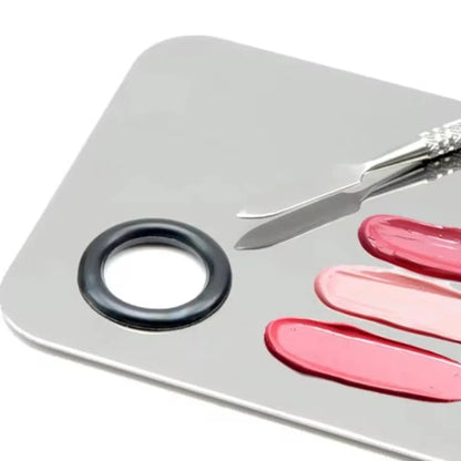 With Spatula Rod Makeup Color Palette Portable Stainless Steel Nail Art Polish Mixing Plate Durable