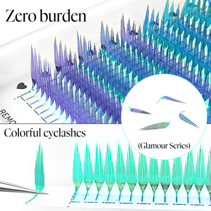 CoMango Christmas Color Fashion Glamorous Green Golden Spire Eyelash Extension Glitter Tinsel Lash Holographic Manga False Lash