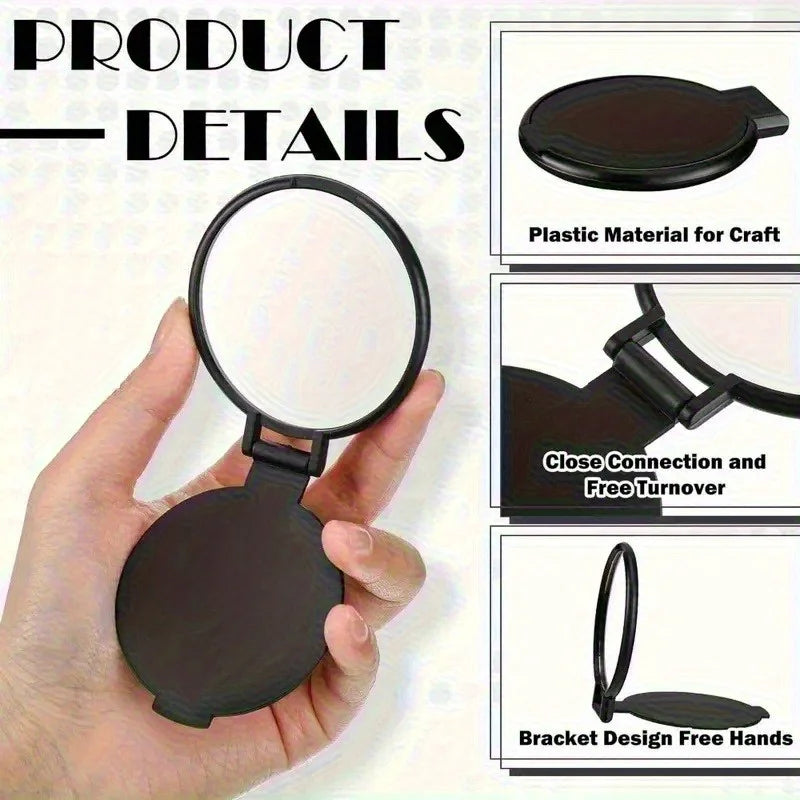 20/50pcs Pink Black Portable Mini Folding Makeup Mirrors - Women's Travel Daily Grooming Mirror, Durable Plastic Frame