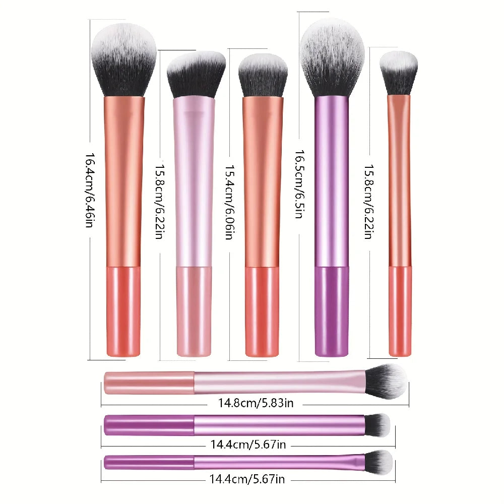 8 PCS Long‑Handle Makeup Brush Set, Multi‑Color Ultra‑Soft Brushes, Powder Blush Eyeshadow Brushes for Beginners