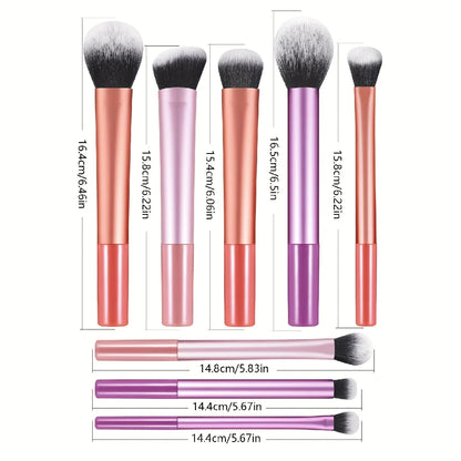8 PCS Long‑Handle Makeup Brush Set, Multi‑Color Ultra‑Soft Brushes, Powder Blush Eyeshadow Brushes for Beginners