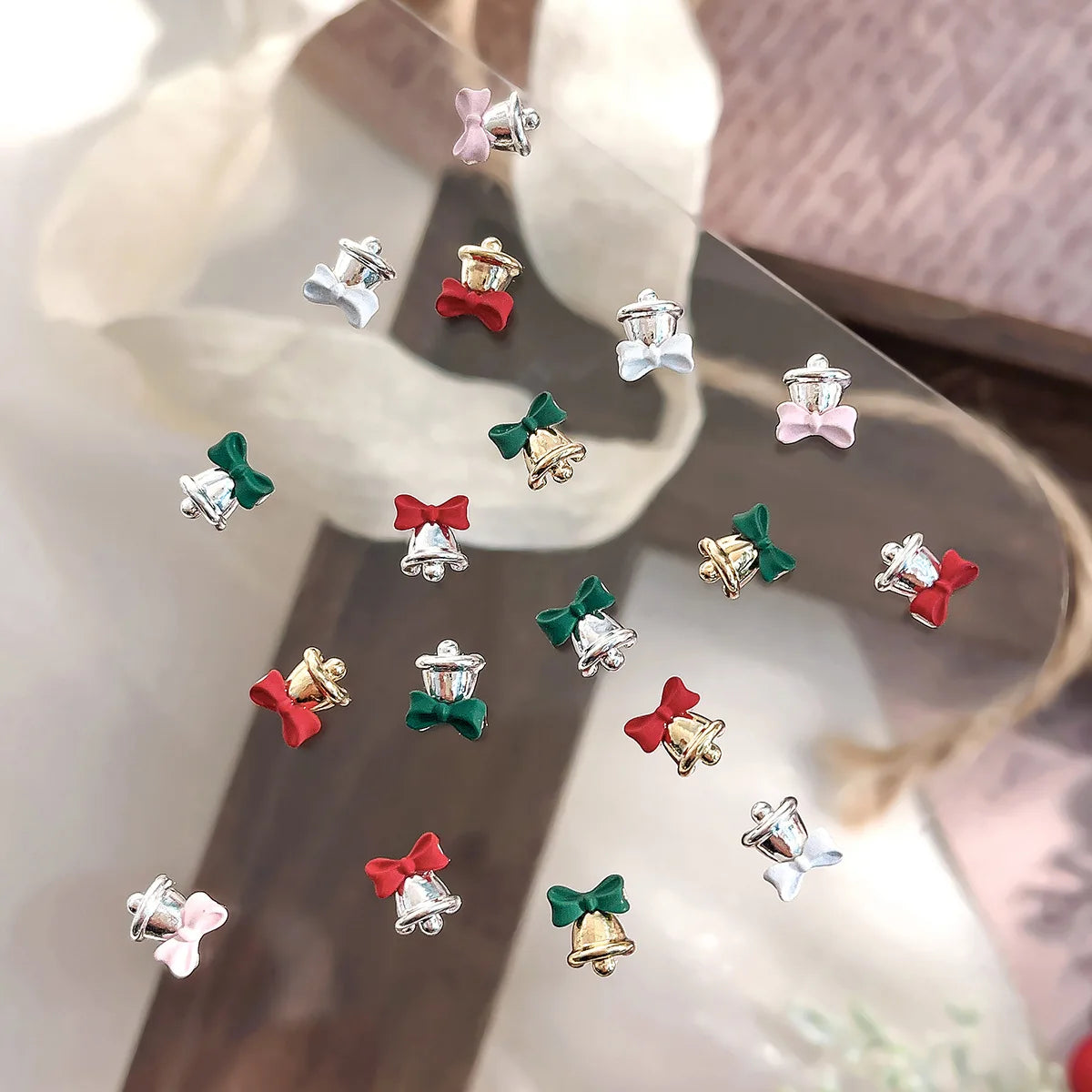 Gold Silver Christmas Bell Nail Art Accessories Winter Bow Alloy Exquisite Nail Charms Jewelry Luxury Manicure Decorations Parts