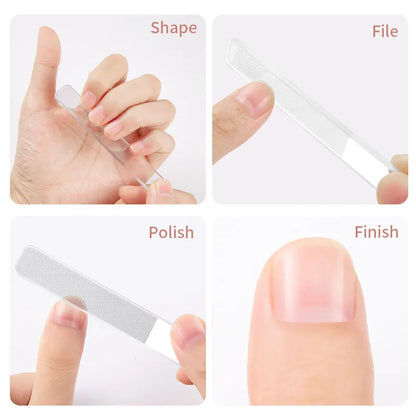 Clear Glass Nail File Buffing Grit Sanding Polishing Grinding Manicure Nail Art Tools Set Professional Glass Nano Nail Saw