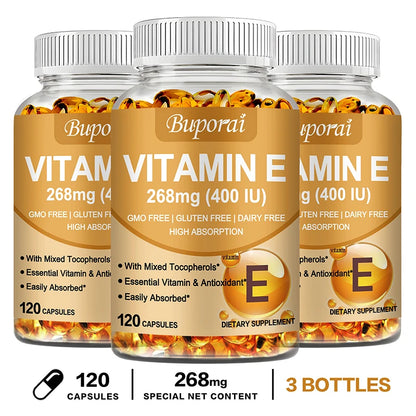 Vitamin E - Promotes Skin, Hair, Nails, Immune and Eye Health, Antioxidant