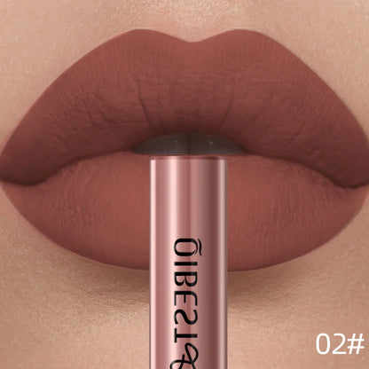 QIBEST Sexy Red Matte Lip Gloss Long Lasting Velvet Liquid Lipstick Lip Makeup Women Beauty Nonstick Cup Waterproof Lipgloss Hot