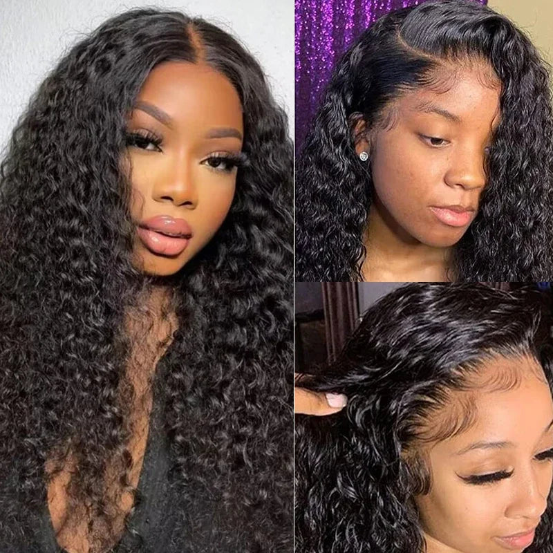 Peruvian Water Wave Human Hair Wigs 13x4 Transparent Lace Front Wig Pre Plucked Virgin Hair 4x4 Lace Closure Wig For Black Women