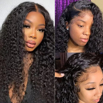 Peruvian Water Wave Human Hair Wigs 13x4 Transparent Lace Front Wig Pre Plucked Virgin Hair 4x4 Lace Closure Wig For Black Women