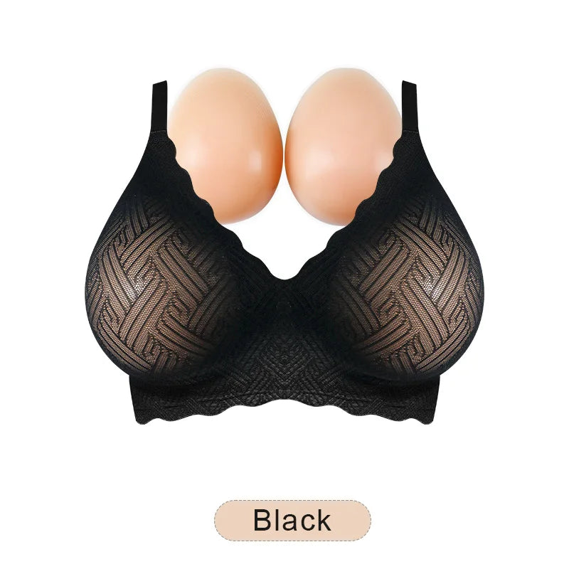 Artificial Silicone Breasts Forms Pads Fake Boobs Chest Women's Silicone Underwear Eexy Breast Padded Bra Becomes Big