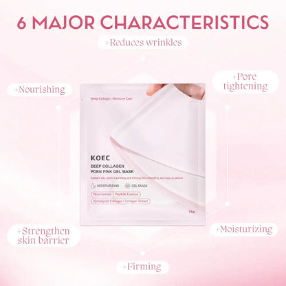 4PCs KOEC PDRN Pink Deep Hydration Collagen Gel Facial Mask Moisturizing Firming Nourishing Niacinamide Hyaluronic Acid Peptide