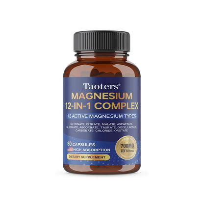Magnesium Capsules for Adults, with Glycinate Citrate Taurate, Support Bone Density, Sleep Quality and Anxiety Relief