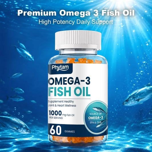 Omega 3 Fish Oil Gummies Support Brain & Nervous System Health, Cardiovascular & Skin Health, Antioxidant & Anti-Inflammation