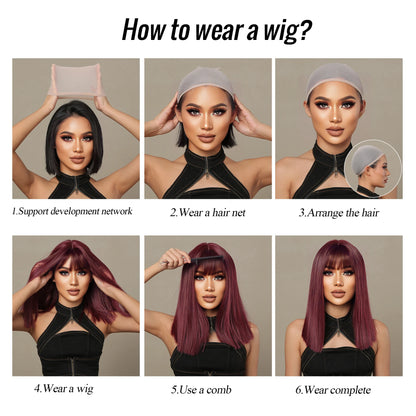 Synthetic Long Blonde Layered Wigs for Women Wig with Bangs Natural Looking Straight High Temperature Hair for Daily Christmas