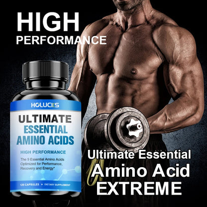 HOLUCKS Essential Amino Acids EAA Supplement 9 EAAs 120 Tablets Muscle Recovery Energy Performance