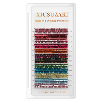 XIUSUZAKI Mixed Colors Glitter Eyelash Extension Colorful Shiny Classic Individual False Lashes for Christmas Makeup Suppliers