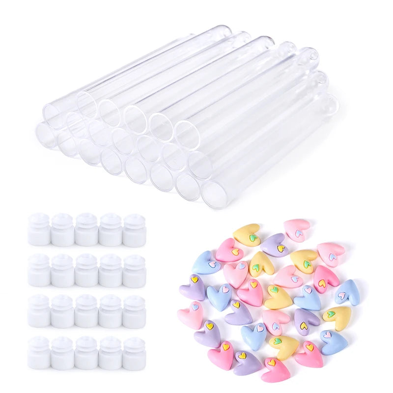 20Pcs Reusable Eyelash Brush Tube Christmas Style Disposable Mascara Wands Applicator with Tube Dust-proof Tubes Makeup Tools