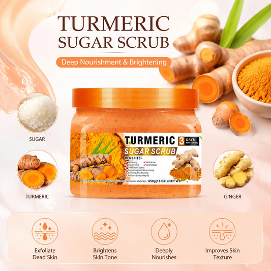 Turmeric Sugar Scrub 650g Each Body Exfoliator Natural Brightening Moisturizing Scrub for Glowing Smooth Skin