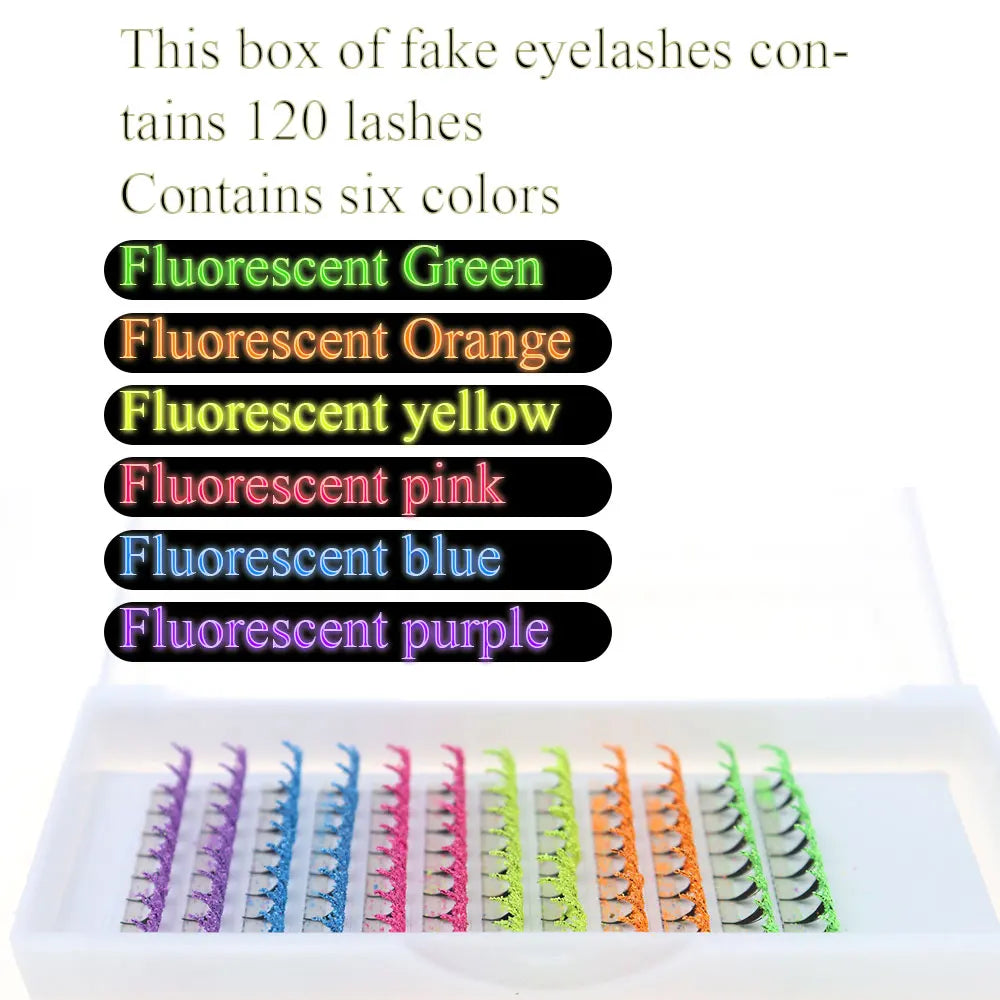 120-Piece Fluorescent/COLORFUL Shiny Dust Eyelashes Lightweight for Halloween Christmas Masquerade Parties Festive Shows