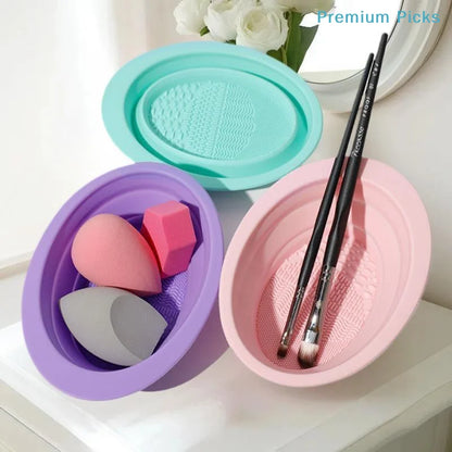 Soft Silicone Makeup Brush Cleaner Folding Powder Puff Cleaning Bowl Eyeshadow Brushes Wash Clean Mat Beauty Tools Scrubber Box