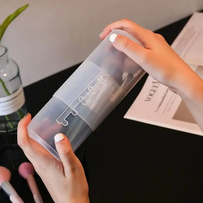 New Transparent Adjustable Height PVC Makeup Brush Holder Display Storage Cup Organizer With Lid Dustproof Toiletry Package Box