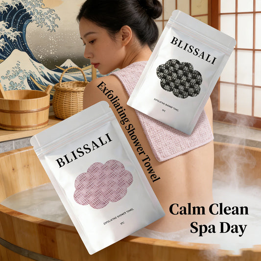 Exfoliating Towel for Back Scrub Shower Sponge Body Dual Sided Durable Bathroom Accessorie Home Travel Gentle Clean Soft Skin