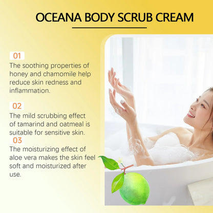 Body Scrub Cream for Bath Shower Deep Cleaning Whitening Exfoliation Chicken Skin Removal Melanin Repair Brighten Peeling Lotion
