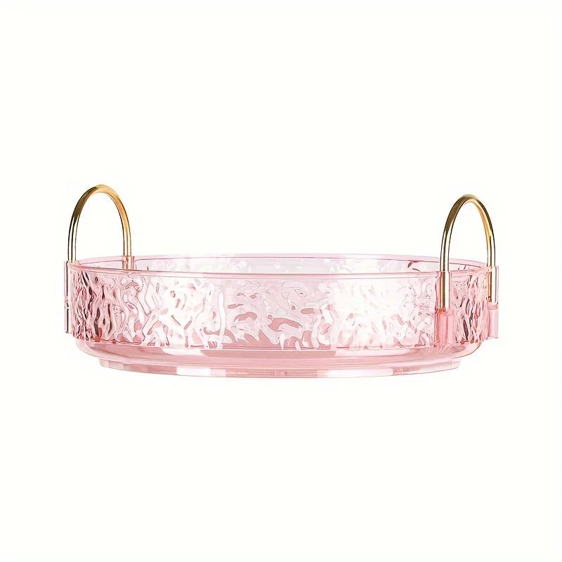1Pc/Water Ripple Pattern Bedroom Vanity Cosmetic Rotating Storage Rack Box Bathroom Desktop Perfume and Skincare Tray